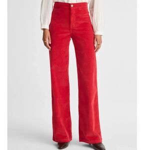 Madewell Wide The Leg Corduroy Pants Crimson 28 High Rise NX207 NWT Boho Retro